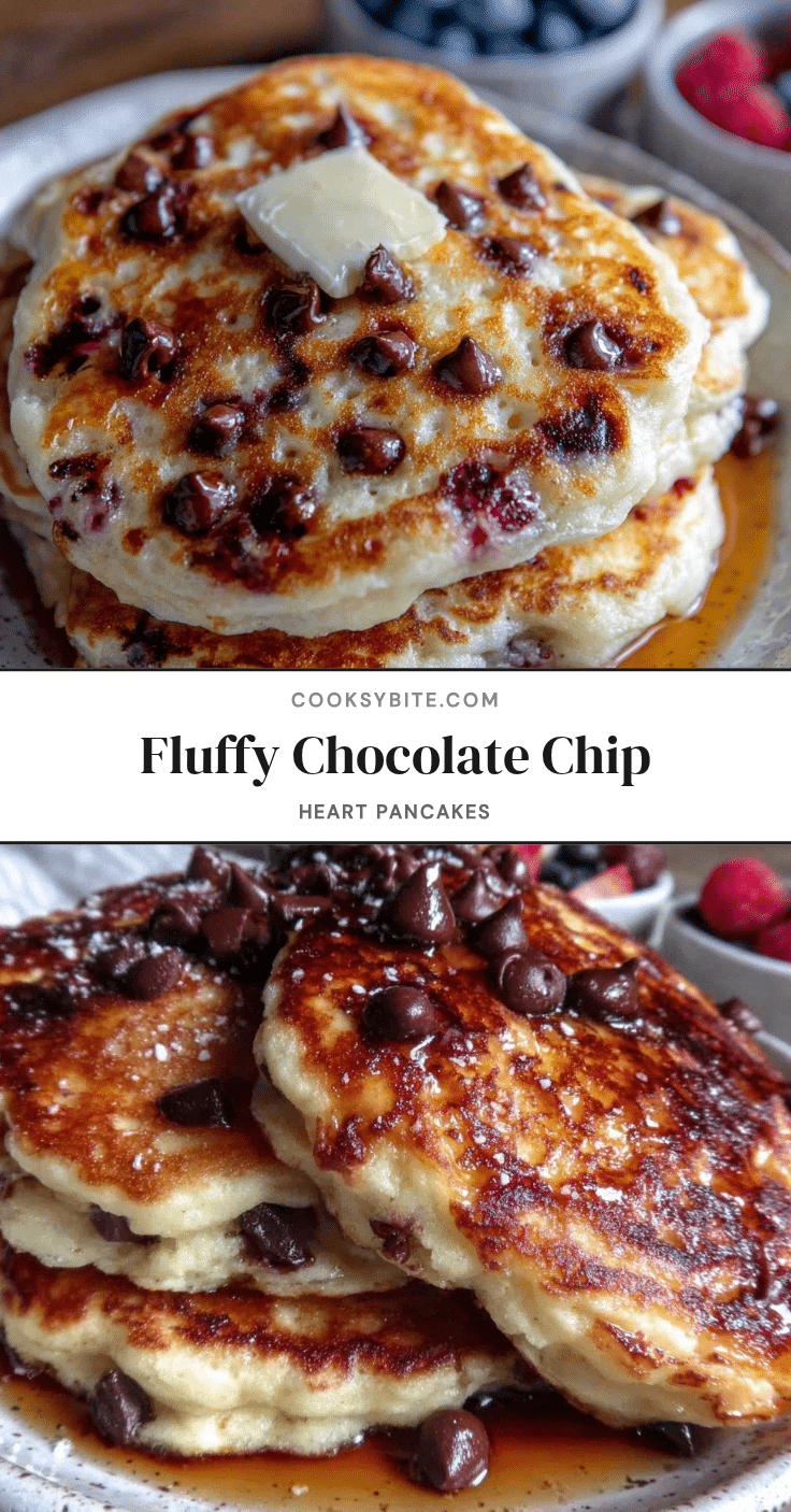 fluffy chocolate chip heart pancakes recipe