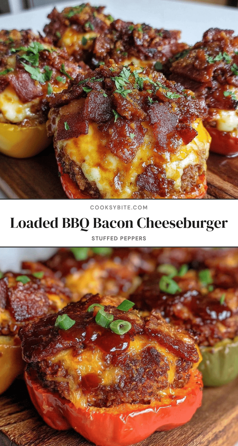 BBQ Bacon Cheeseburger Stuffed Peppers recipe