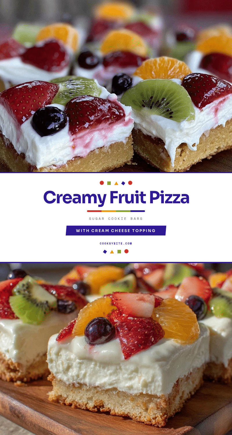 creamy fruit pizza sugar cookie bars recipe