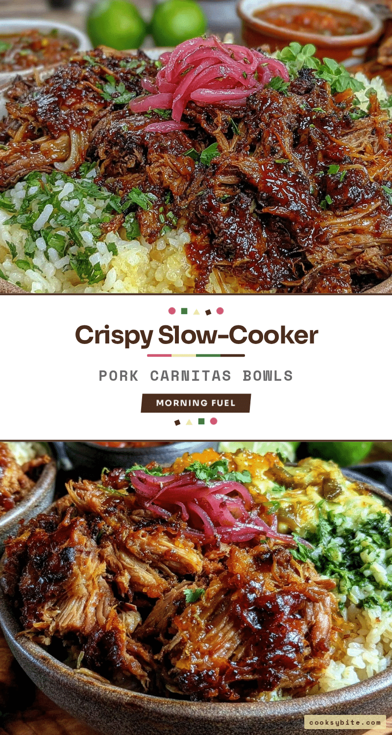 crispy slow-cooker pork carnitas bowls recipe