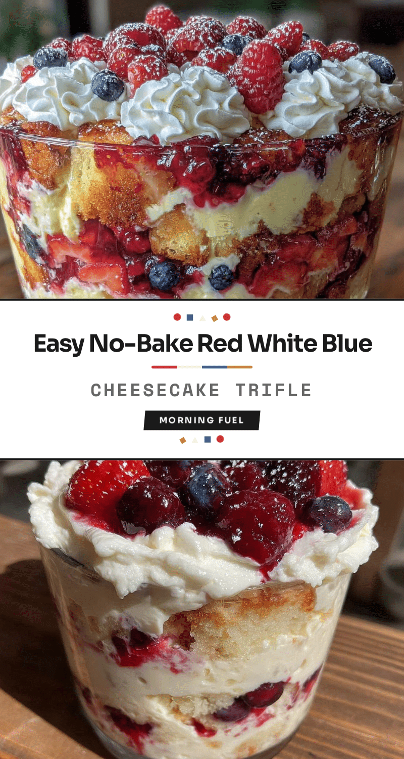 no bake red white and blue berry cheesecake trifle recipe