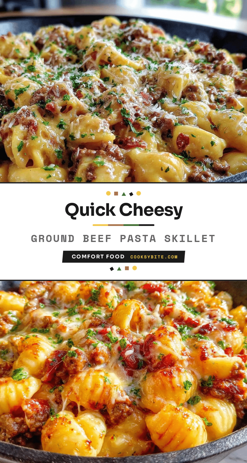 one-pan cheesy ground beef pasta skillet recipe