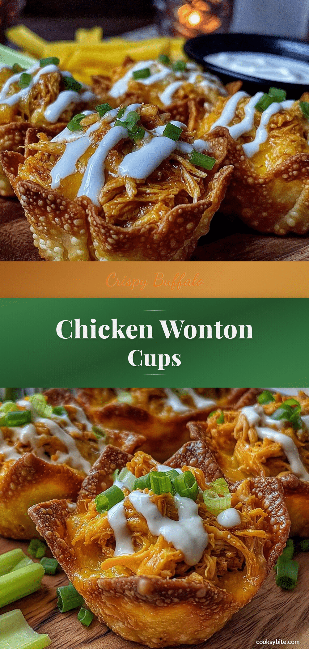 buffalo chicken wonton cups recipe