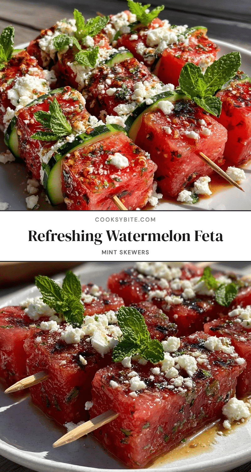 Fresh Watermelon Feta Mint Salad Skewers recipe