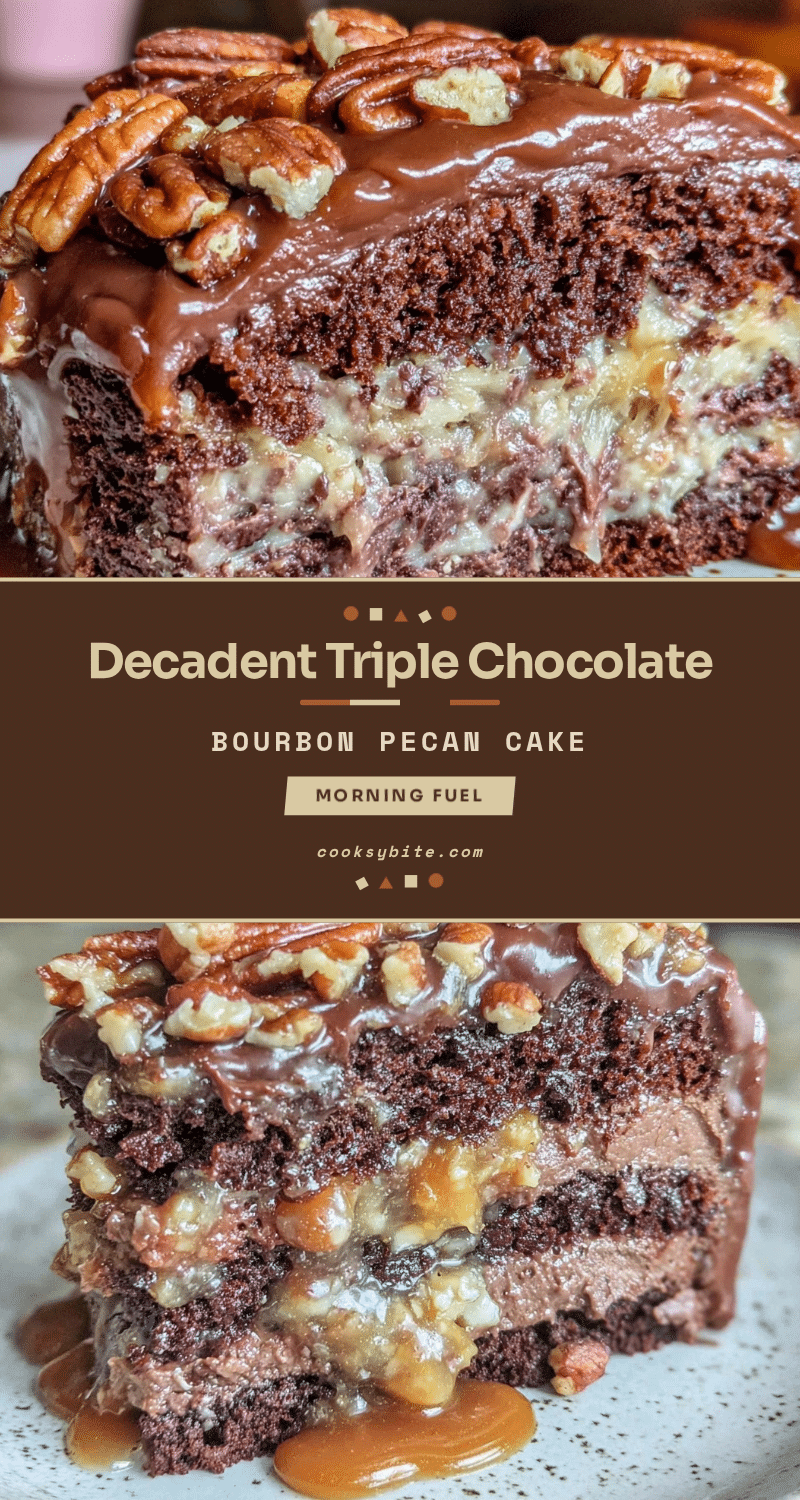 triple chocolate bourbon pecan cake recipe