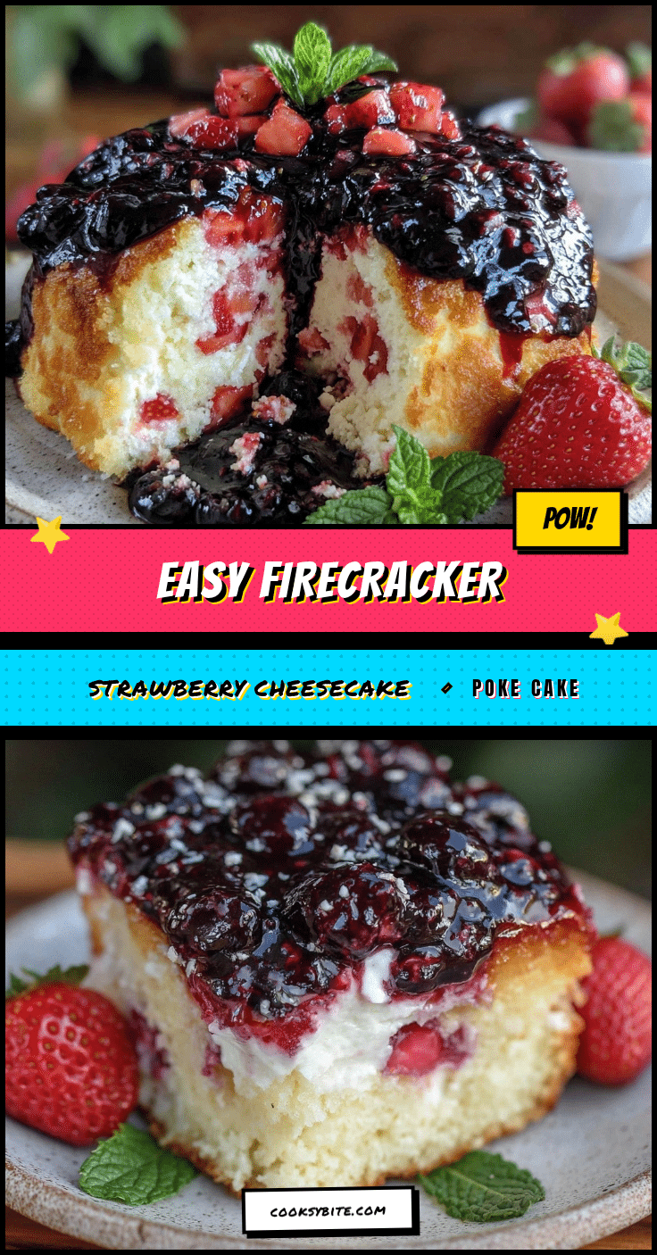 firecracker strawberry cheesecake poke cake recipe