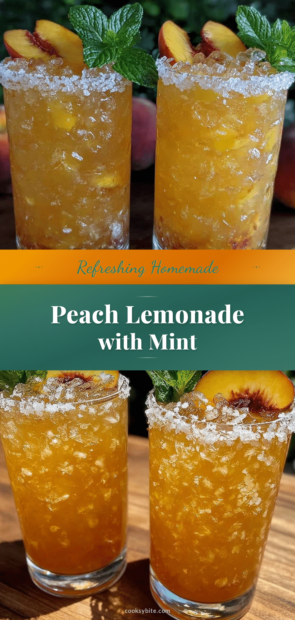 fresh homemade peach lemonade with mint recipe