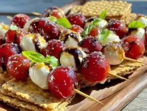 fresh mini caprese skewers - featured image