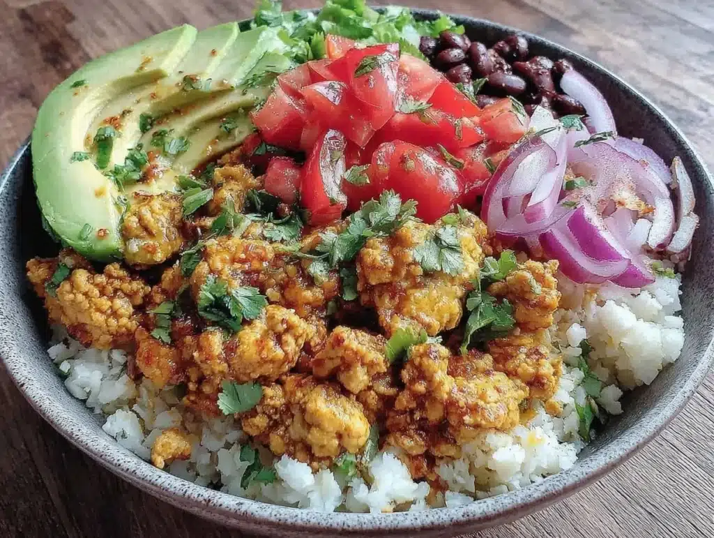 Healthy High-Protein Turkey Taco Bowls with Cauliflower Rice - featured image