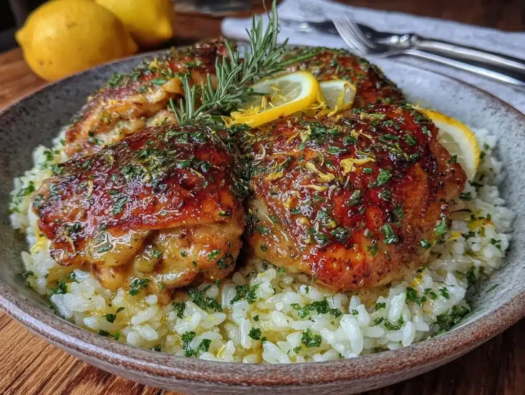 one-pot lemon herb chicken and rice - featured image