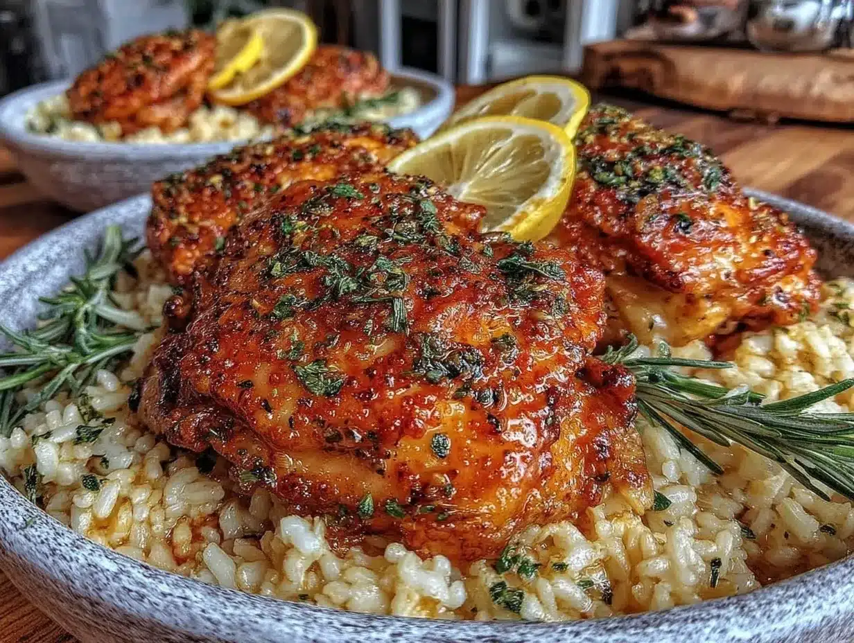 one-pot lemon herb chicken and rice preparation steps