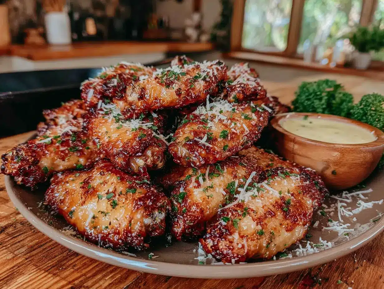 air fryer chicken wings garlic parmesan preparation steps