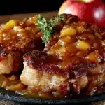 baked pork chops with apple onion gravy - featured image