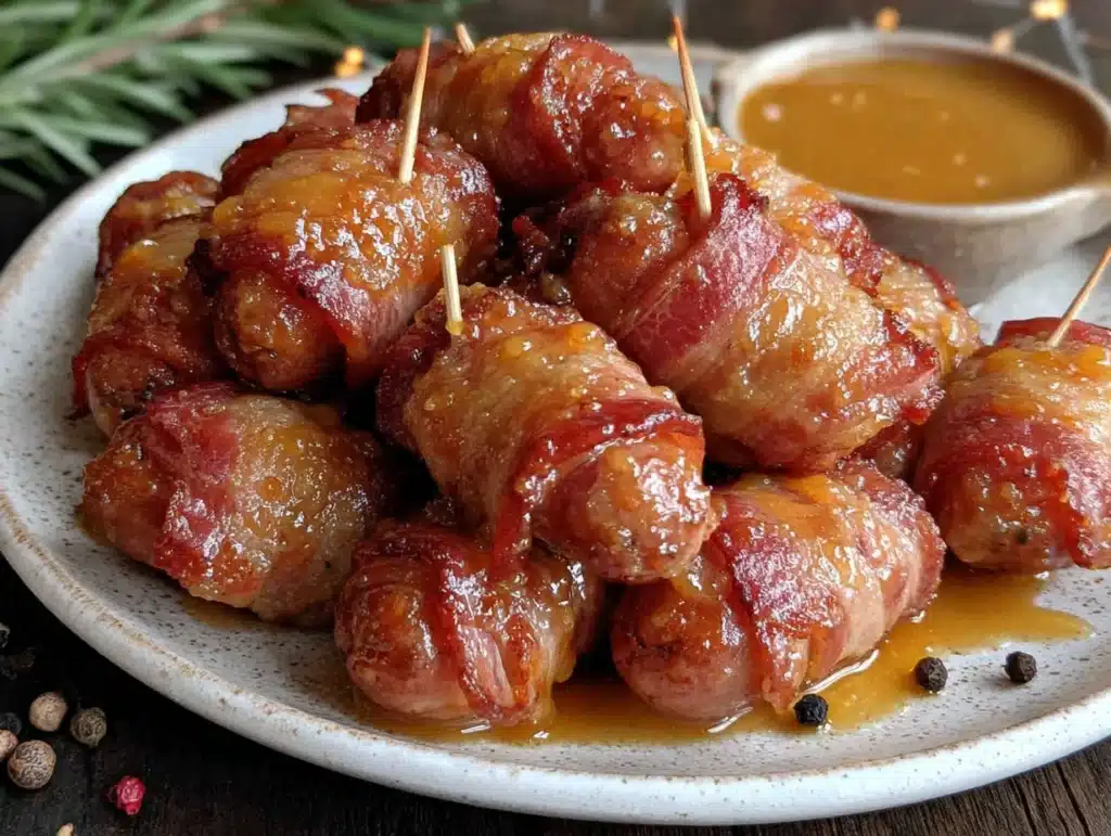 best maple glazed bacon wrapped smokies recipe - featured image