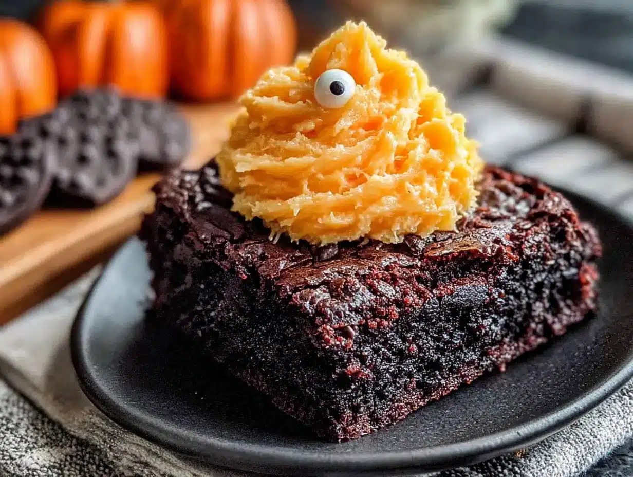 black cocoa halloween brownies preparation steps