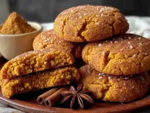 brown butter pumpkin snickerdoodle cookies - featured image