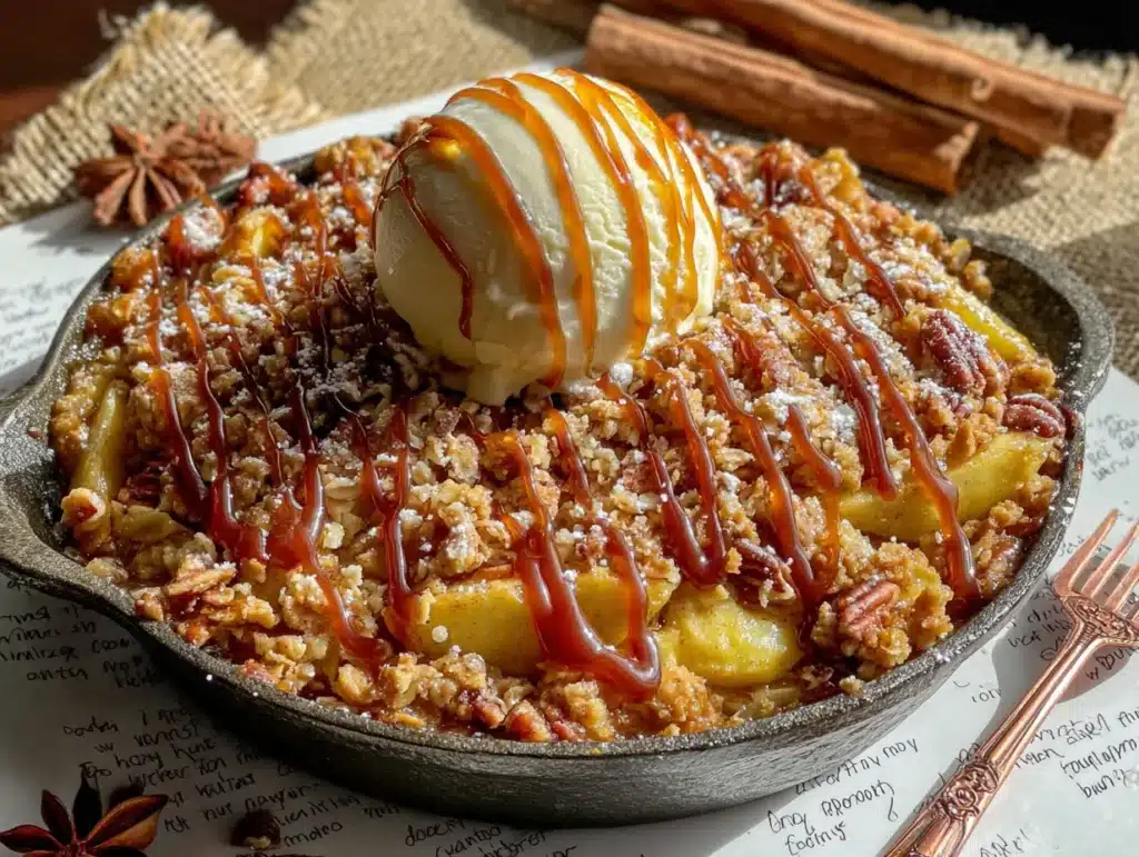 brown sugar bourbon apple crisp - featured image
