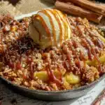 brown sugar bourbon apple crisp - featured image
