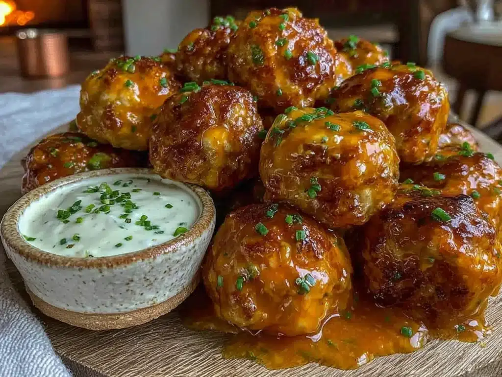 buffalo chicken meatballs - featured image