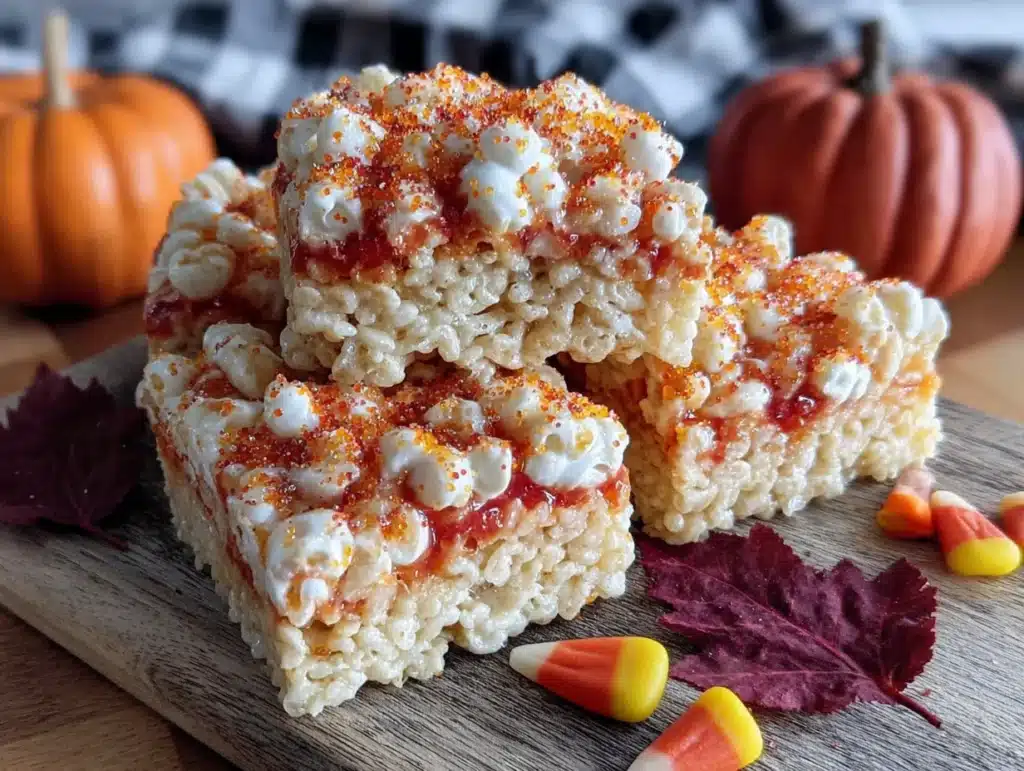 candy corn rice krispie treats - featured image