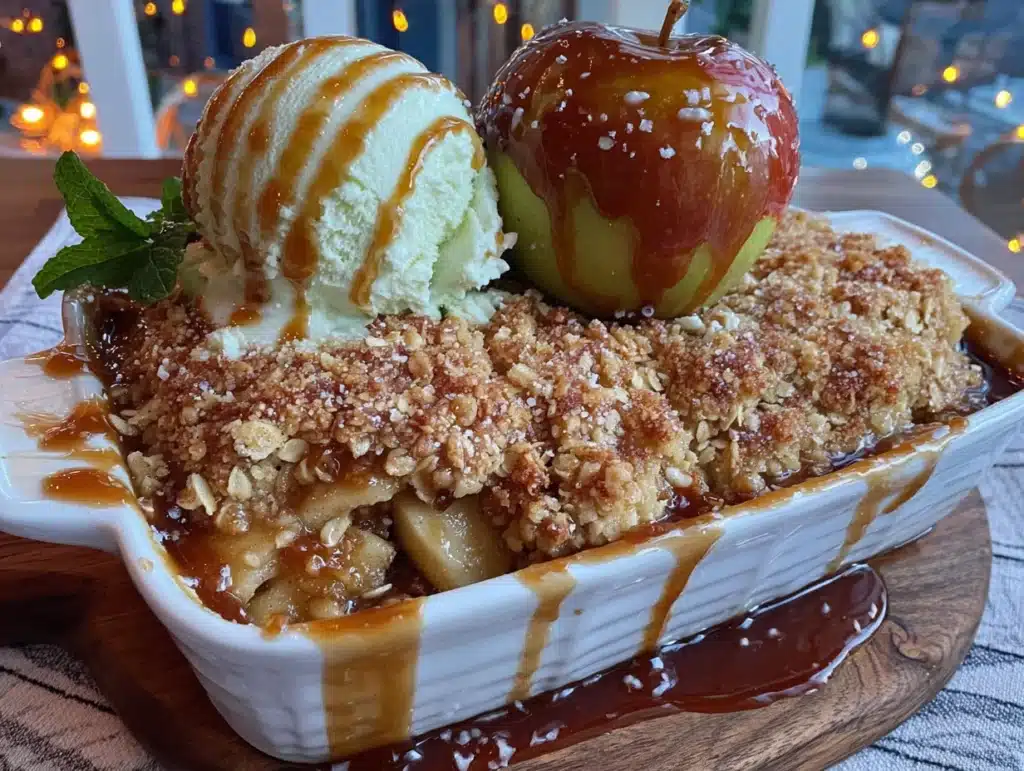 caramel apple crisp - featured image