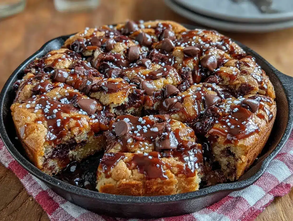 chocolate chip skillet cookie bars for tailgating preparation steps