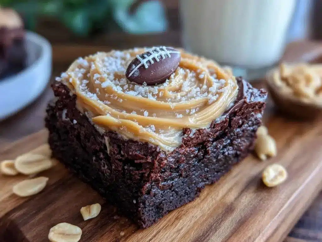 chocolate peanut butter football brownies - featured image