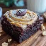chocolate peanut butter football brownies - featured image