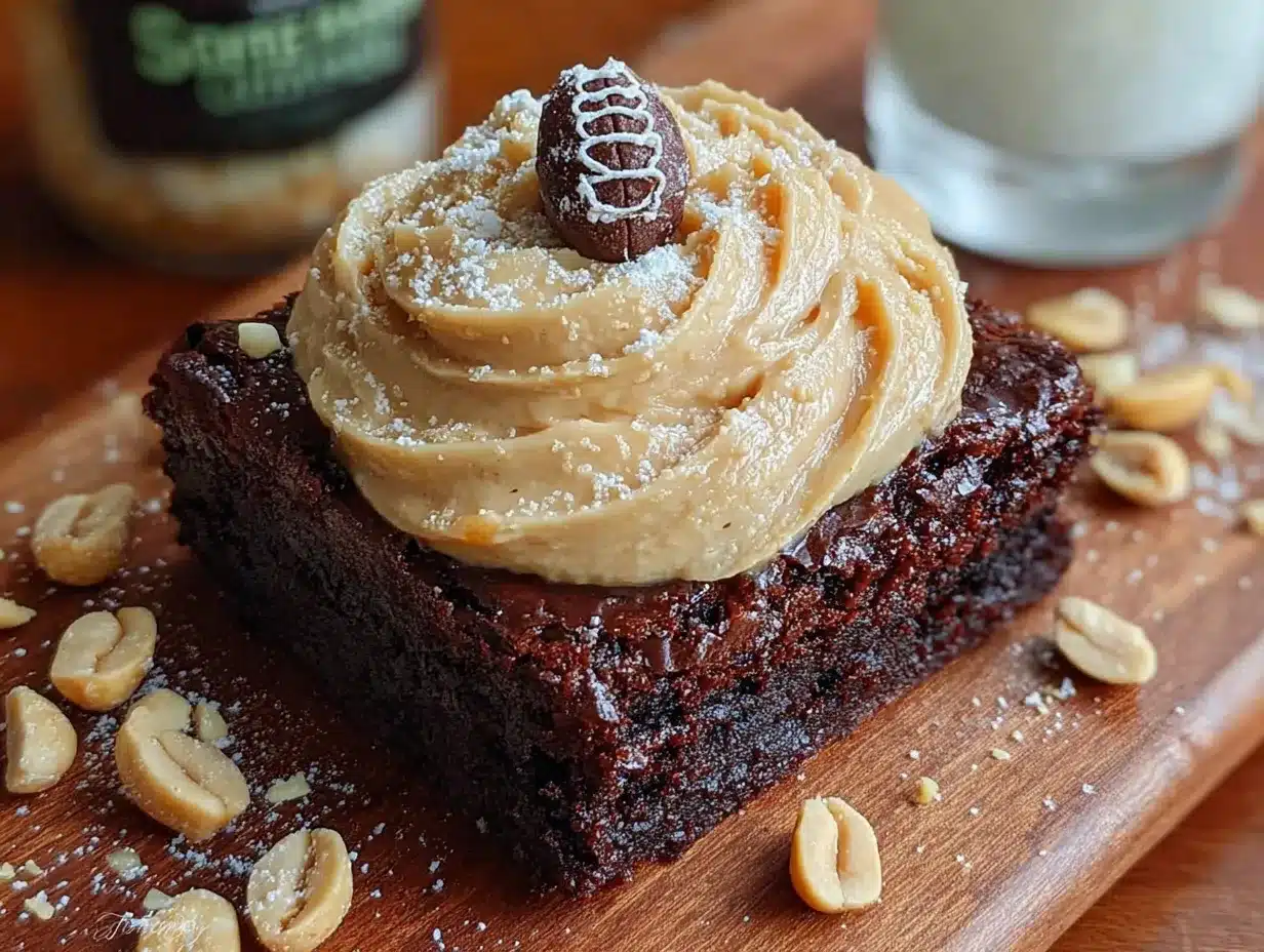 chocolate peanut butter football brownies preparation steps
