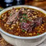cozy slow cooker beef and barley stew - featured image