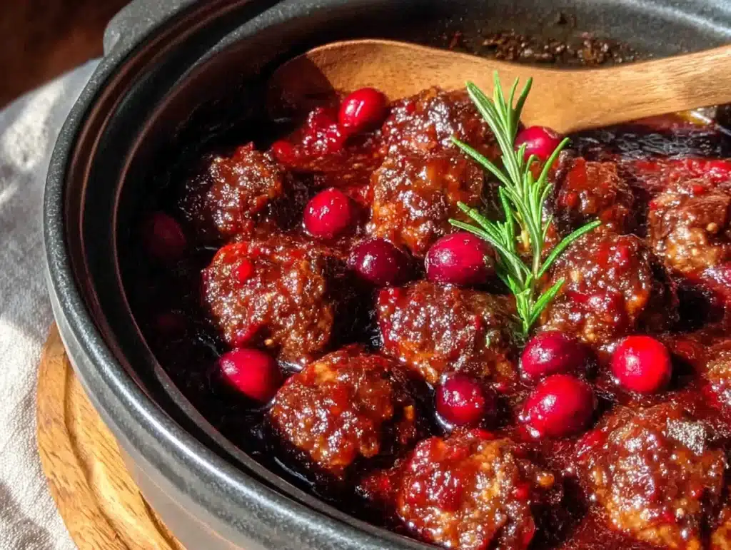 cranberry bbq meatballs - featured image