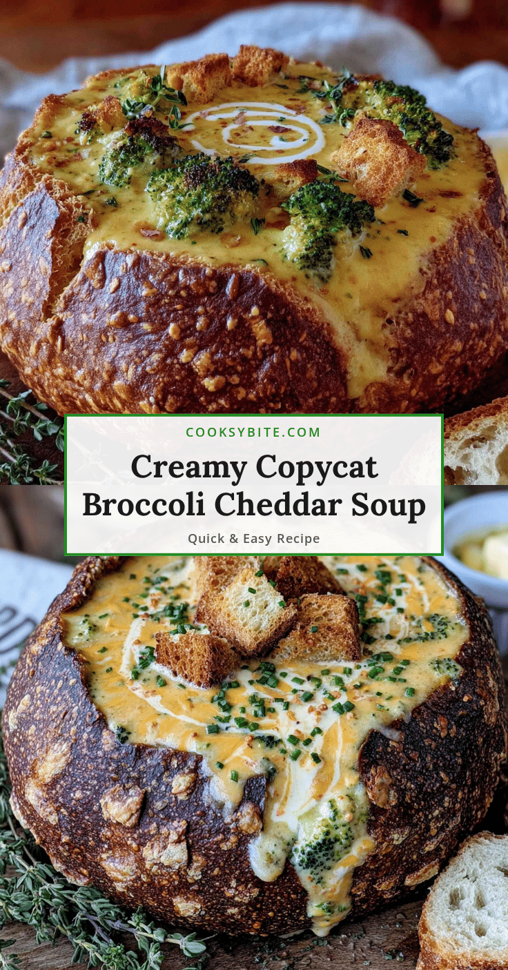 creamy broccoli cheddar soup in a bread bowl recipe