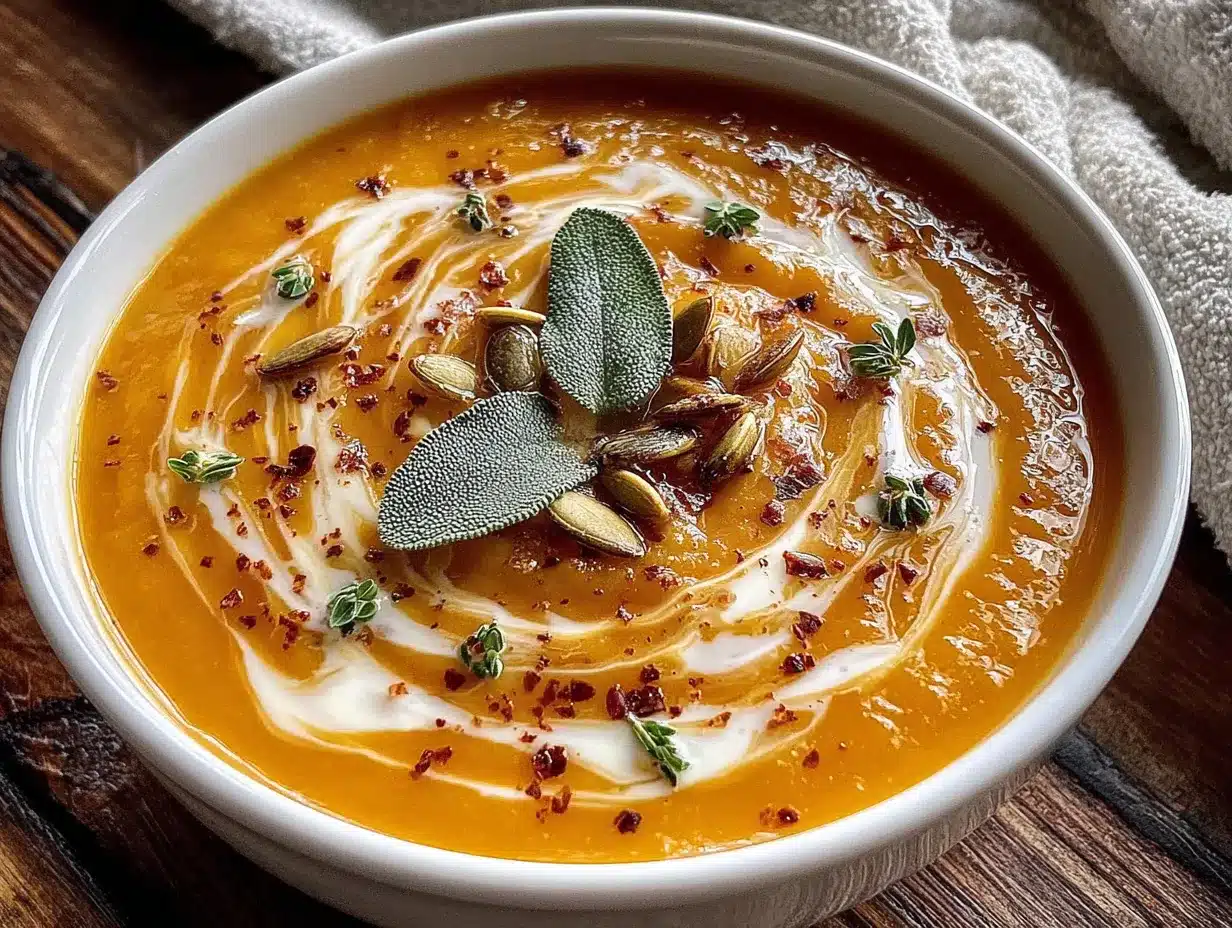 creamy butternut squash soup with sage preparation steps