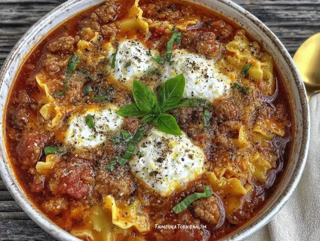 Creamy Crockpot Lasagna Soup with Italian Sausage - featured image
