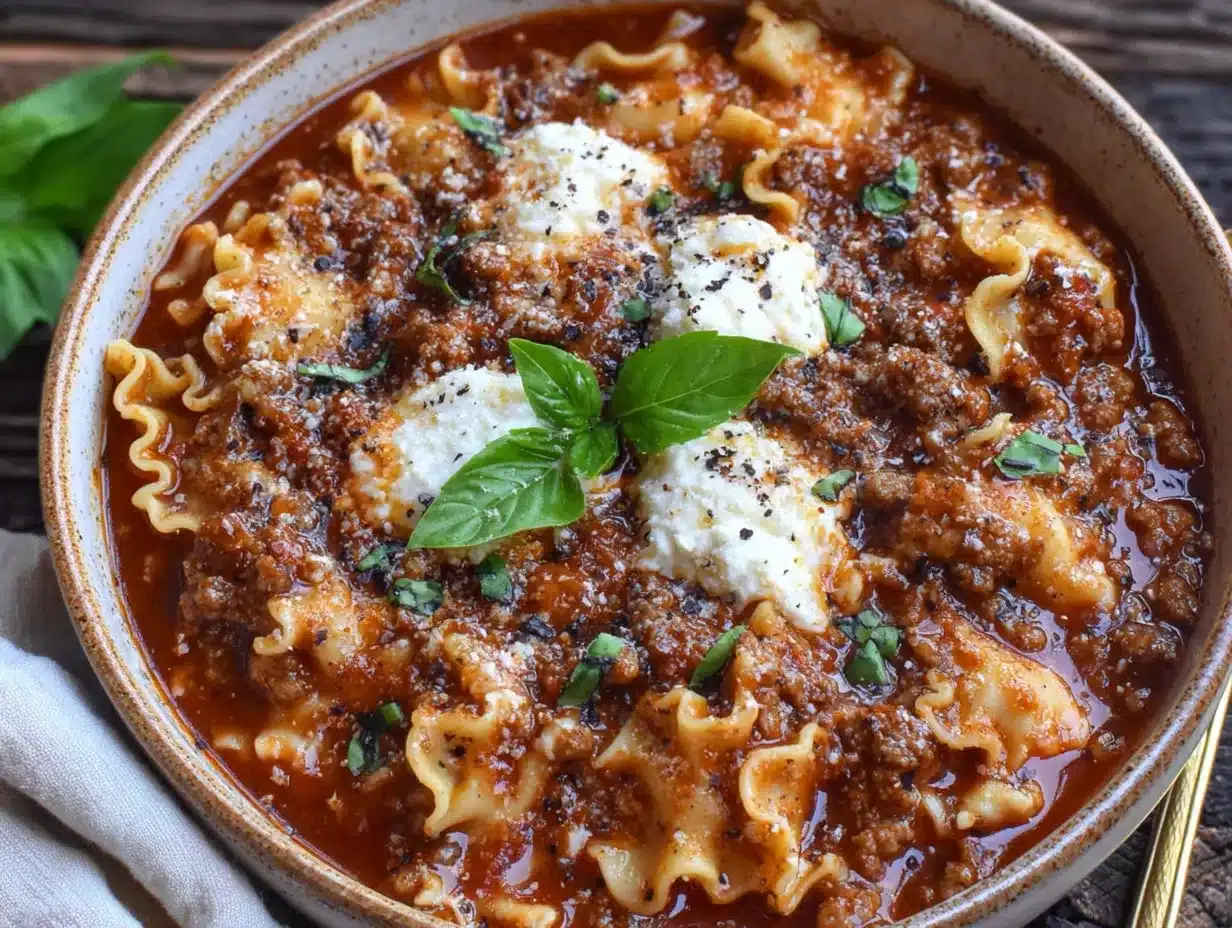 Creamy Crockpot Lasagna Soup with Italian Sausage preparation steps
