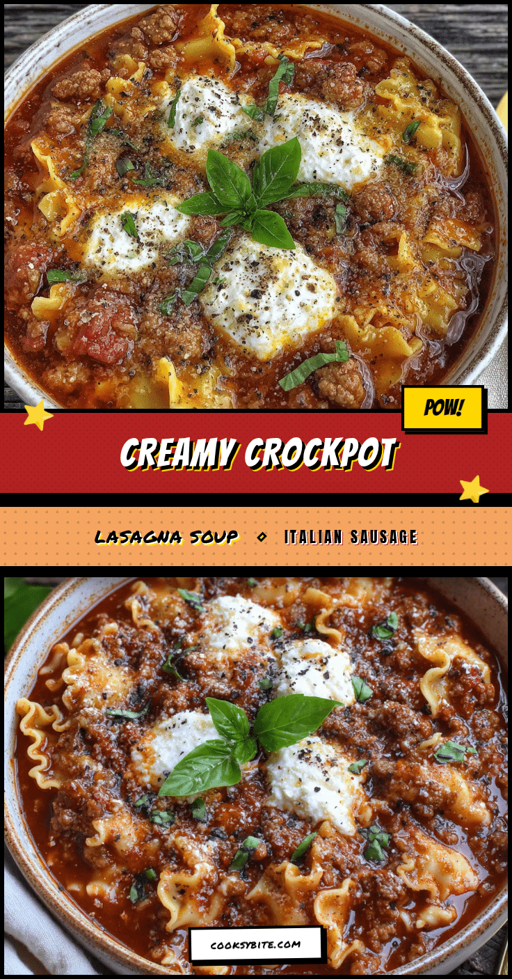 Creamy Crockpot Lasagna Soup with Italian Sausage recipe
