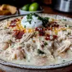 creamy crockpot white chicken chili - featured image