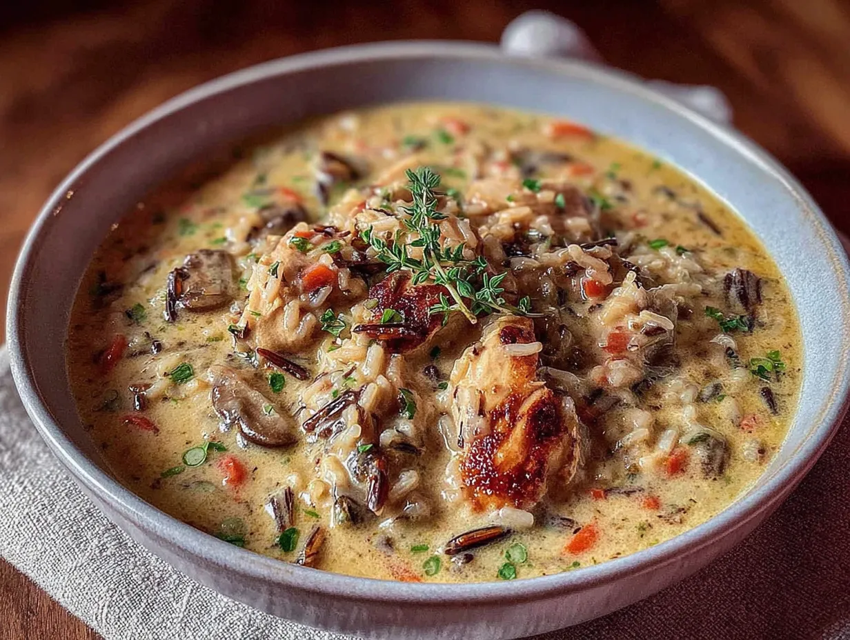creamy one-pot chicken and wild rice soup preparation steps