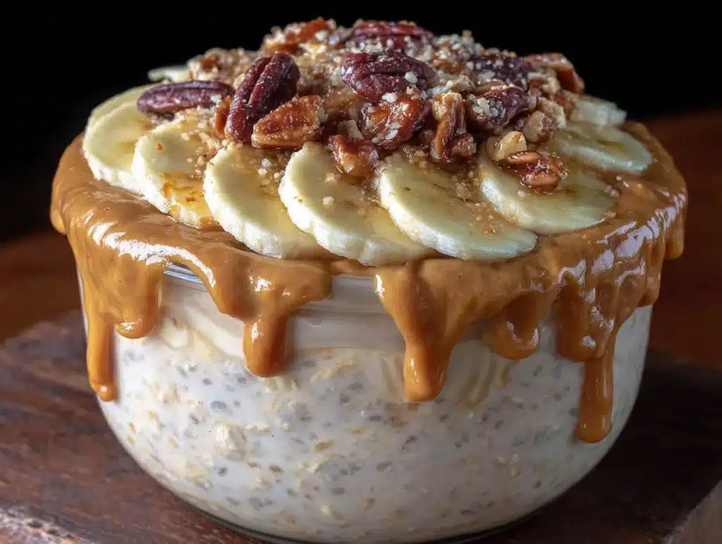 creamy overnight peanut butter banana oats - featured image