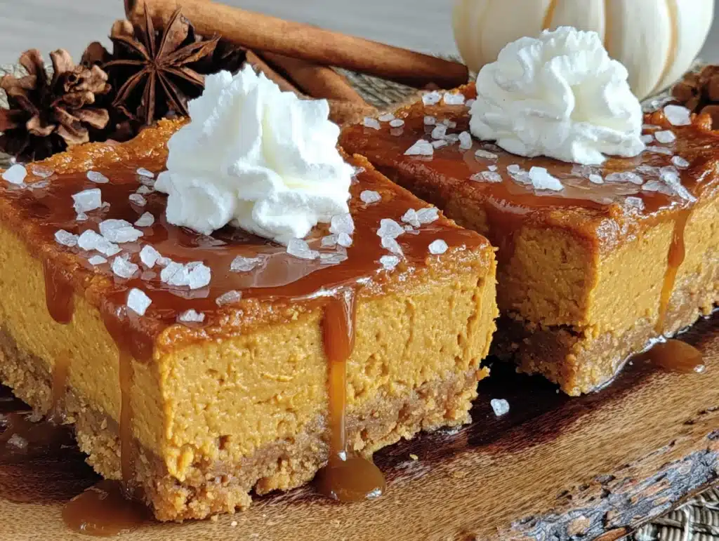 creamy pumpkin cheesecake bars with graham crust - featured image