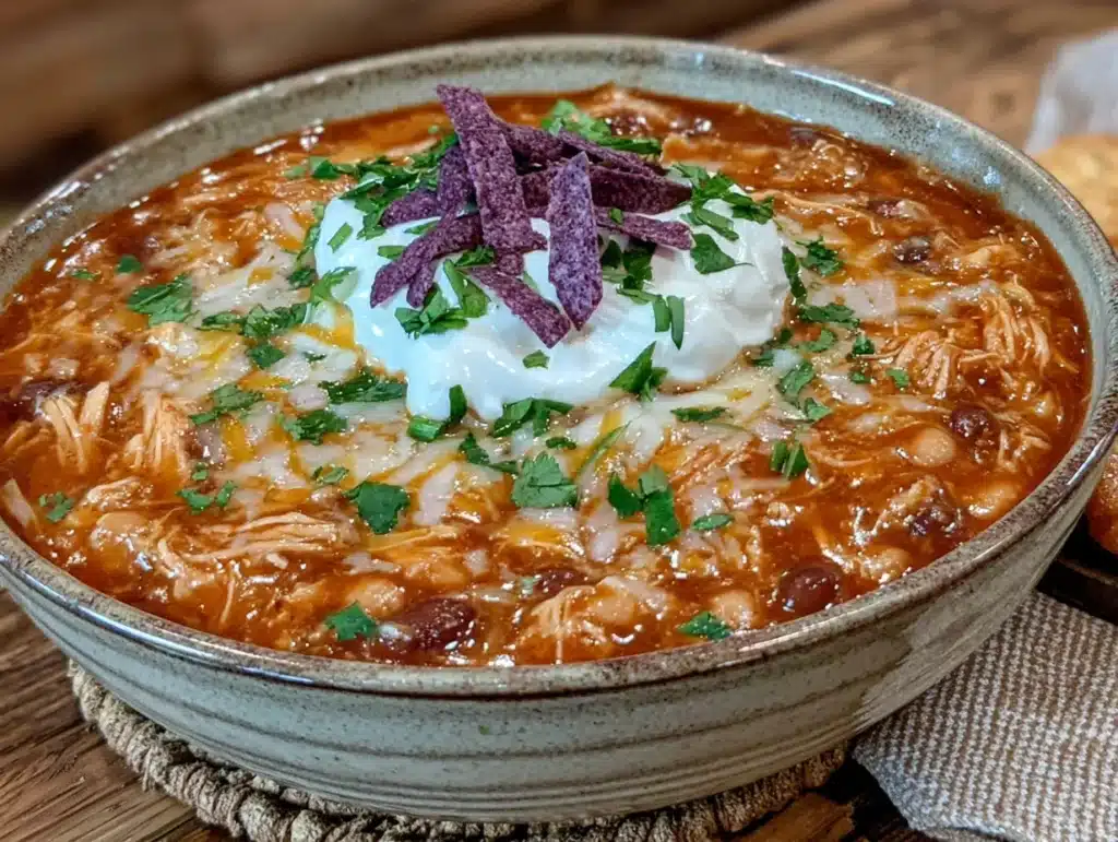 creamy slow cooker chicken enchilada soup - featured image