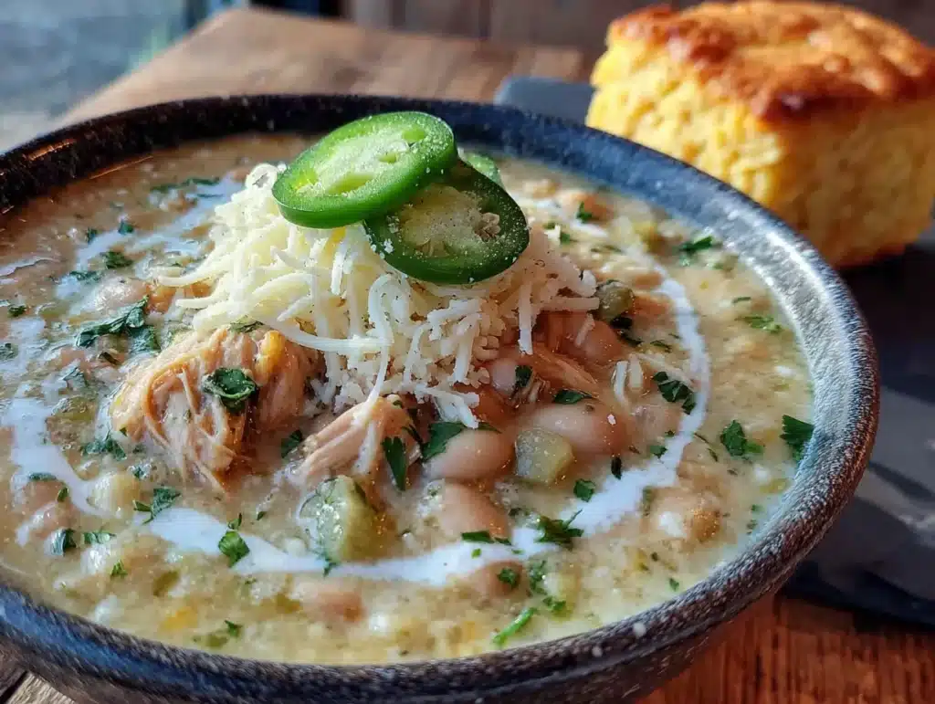 creamy slow cooker white chicken chili - featured image