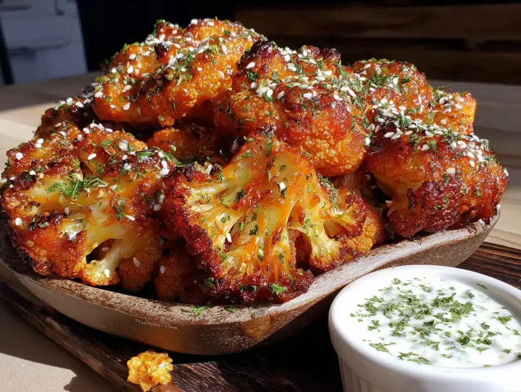 crispy baked buffalo cauliflower bites - featured image