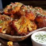 crispy baked buffalo cauliflower bites - featured image