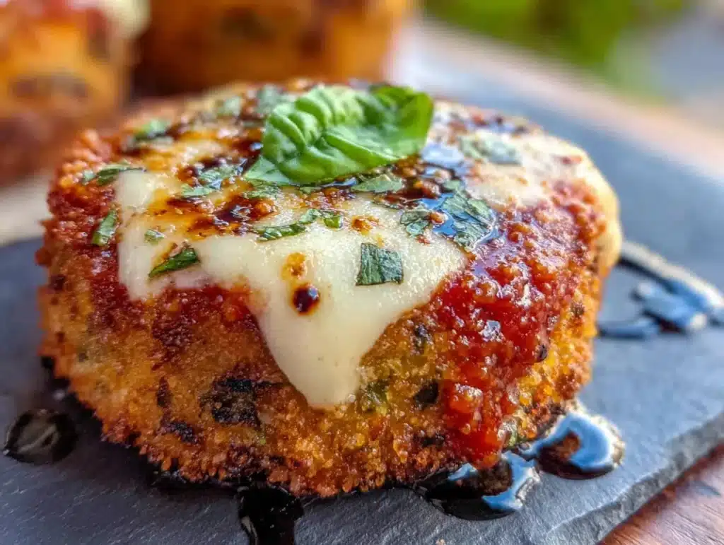 crispy baked eggplant parmesan bites - featured image
