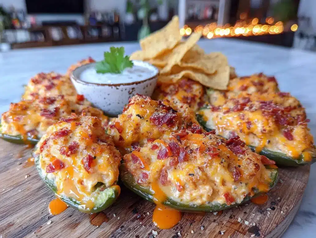 crispy buffalo chicken stuffed jalapeno poppers - featured image