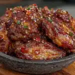 crispy honey sriracha baked chicken wings - featured image