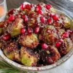 Crispy Pomegranate Molasses Glazed Brussels Sprouts - featured image