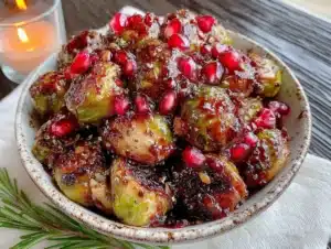 Crispy Pomegranate Molasses Glazed Brussels Sprouts - featured image