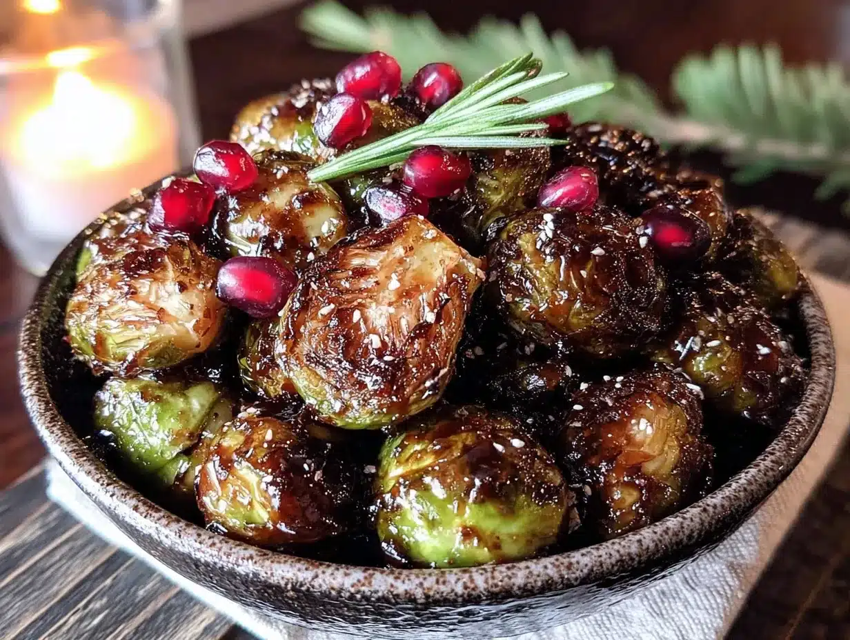 Crispy Pomegranate Molasses Glazed Brussels Sprouts preparation steps